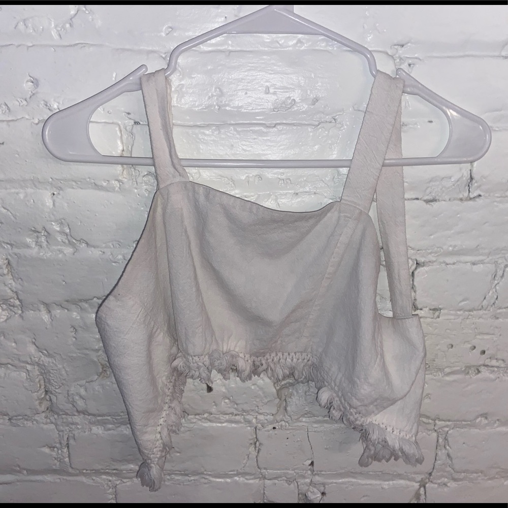 White tufted crop top